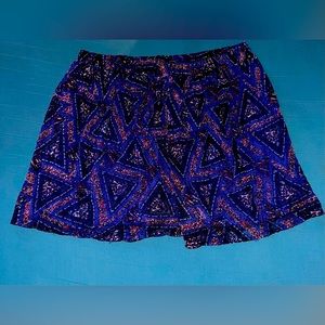 Forever 21 Mini Skater Skirt in Tribal Blue Print Size 2X